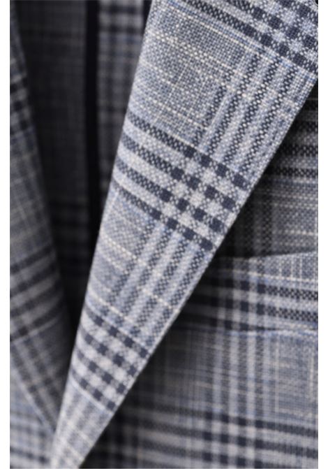 Giacca sartoriale Tagliatore check blu e grigio in seta e cotone  Made in Italy TAGLIATORE | GIACCHE | 1SMC22K C90060Eb902